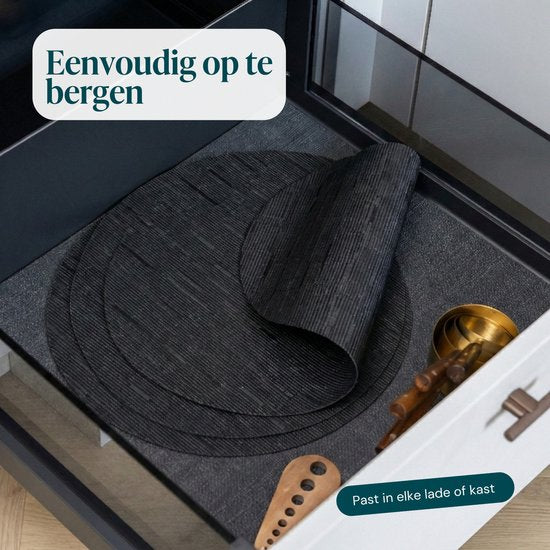 Castagnola Tischsets – Tischset aus Kunststoff – Untersetzer – Tischsets aus Kunststoff und PVC – 6 Stück – Durchmesser 37 cm – Schwarz