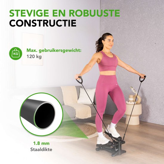 Tunturi Stepper – Stepper-Fitness – Treppensteiger – Aerobic-Step – Fitness – inkl. Display und Widerstandsbändern – Schwarz