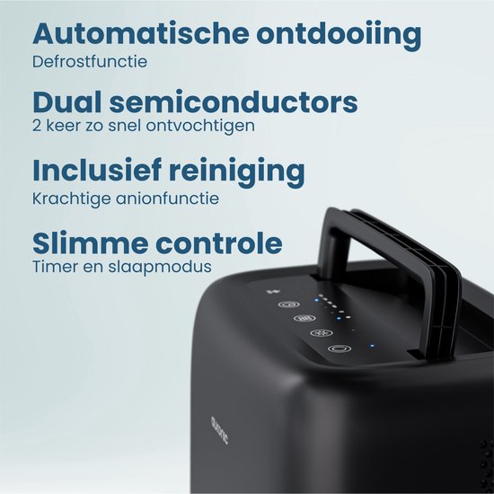 Auronic Dehumidifier Mini - geeignet für Wohnzimmer, Büro, Schlafzimmer, Babyzimmer und mehr - geräuschlos - Schwarz