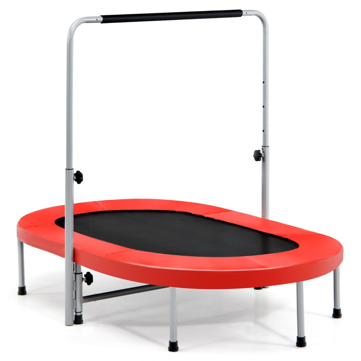 Coast Doppeltrampolin faltbar Fitness-Trampolin mit verstellbarem Handlauf 154 x 90 x 92 -132 cm rot
