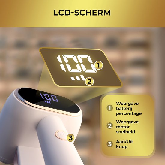 MostEssential - Premium Fusselentferner LR218 - USB-C Schnellladefunktion - Kabellos - 2000 mAh Akku - 17.000 U/min - Weiß