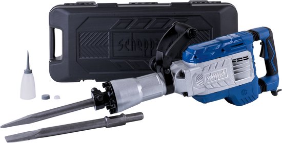 Scheppach Abbruchhammer AB1900 – 1900 W | 60 J Schlagkraft – 2000 Schläge pro Minute – Abbruchhammer inkl. Spitzmeißel, Flachmeißel und Koffer