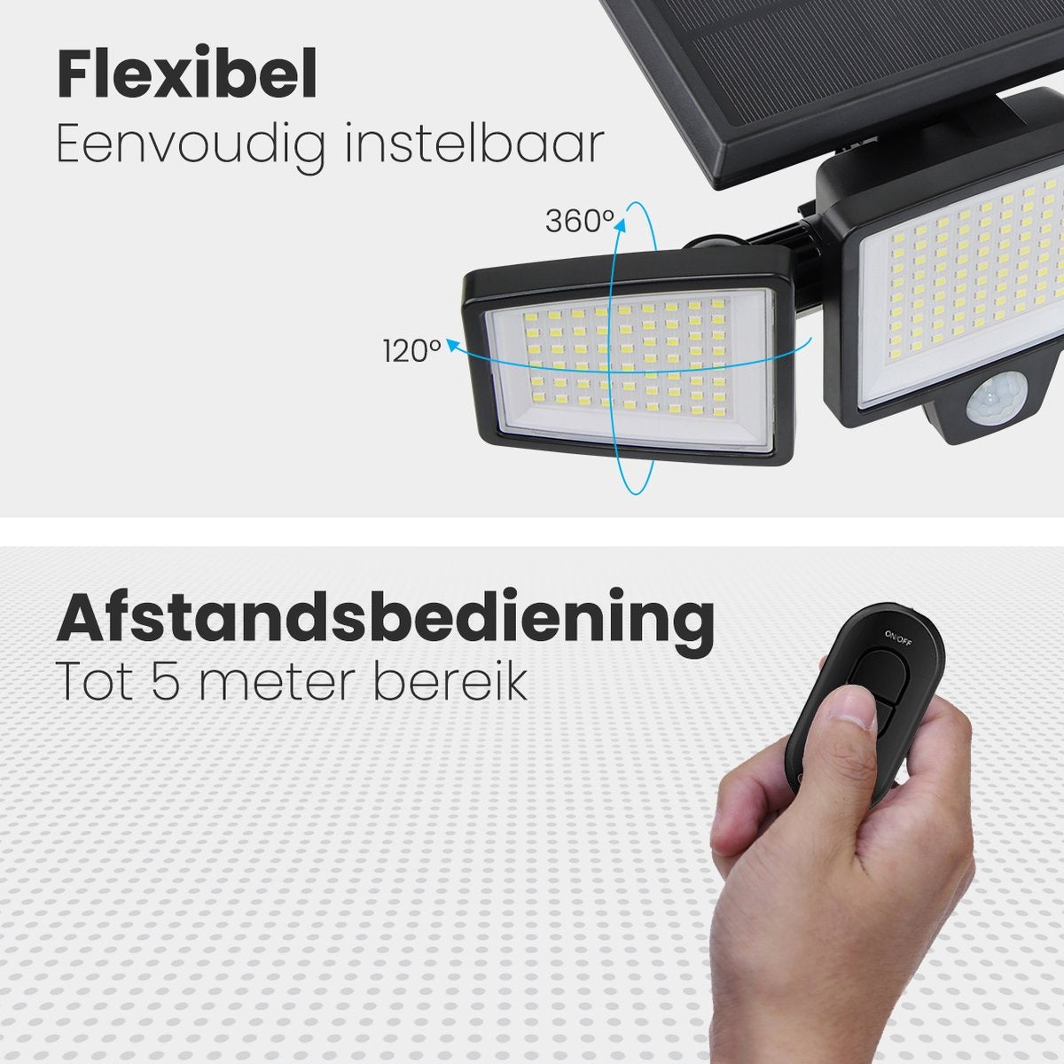Auronic Solar Außenleuchte mit Bewegungssensor - Wandleuchte mit Sensor - Solar - 210 LEDs - IP65 - Schwarz