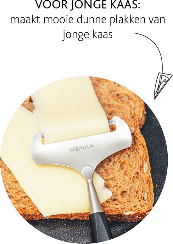 Boska Käsehobel Soft Milano+ - Käsehobel für jungen Käse - Edelstahl - Spülmaschinenfest - Käsehobel Schwarz - Geschenkideen - Küchengeräte - Küchenzubehör - 10 Jahre Garantie