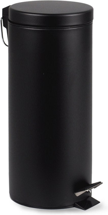 BRASQ Treteimer 30 Liter - Schwarz - PB130 - Mülleimer mit herausnehmbarem Treteimer - Mülleimer - Abfalleimer - Abfalleimer