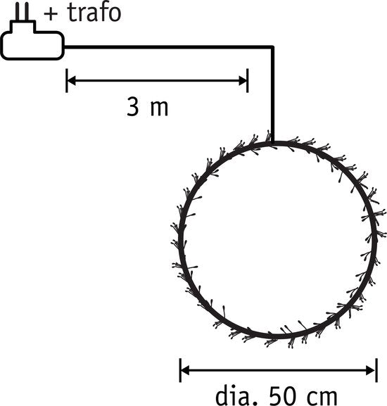 Luca Lighting Lichtkranz mit warmweißer LED-Beleuchtung - Ø50 cm - Schwarz