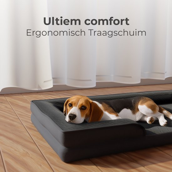 CozySense® Orthopädischer Hundekorb - 75 x 45 cm - Größe M - Wasserdichtes Hundebett mit waschbarem Bezug - Geeignet als Sitzkissen - Schwarz