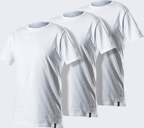 LebasQ - Steve's T-Shirt für Männer - 3er-Pack - mit Rundhalsausschnitt - Extra lang - als Unterhemd geeignet - Weiß - XL - Baumwolle