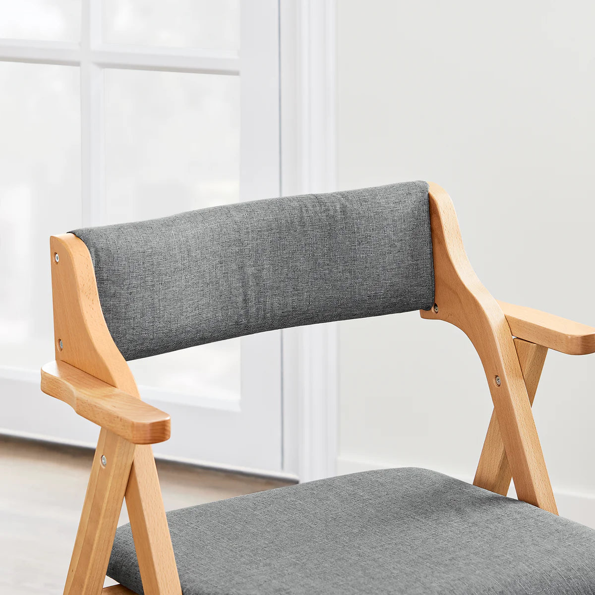 SoBuy FST98-HG Klappbarer Esszimmerstuhl aus Holz mit Kissen – Klappstuhl aus massivem Buchenholz – Grau