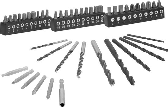 VONROC Akku-Bohrmaschine 20V - 19 Schraubpositionen + Bohrposition - Inkl. 2.0Ah Akku, Schnellladegerät und 46 Zubehörteile im Deluxe-Koffer