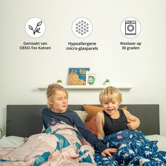 Ella - Gewichtsdecke - Kind - 2.4kg - 90 x 120cm - OEKO-TEX Baumwolle - Raumfahrt & Astronauten Muster - Blau