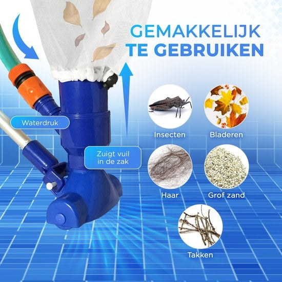 AyeTools Pool Staubsauger - Inklusive Schaufelnetz - Blau