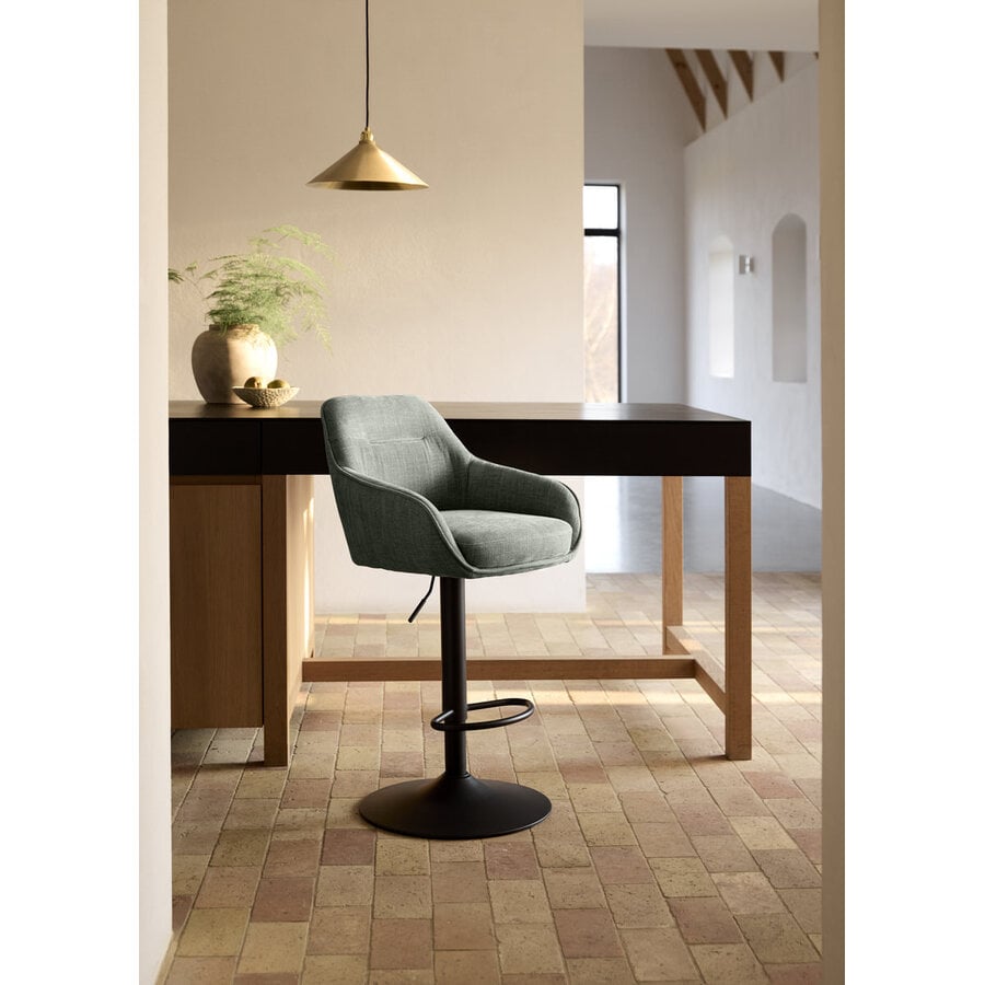 Criks Design Charly Barhocker, 2er-Set – Grüne Esszimmerstühle – Verstellbare Sitzhöhe 65–86 cm – Mit Fußstütze – Max. 135 kg