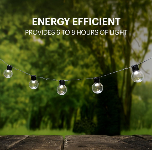 Grundig Solar-Lichterkette 4,85 m - Cool White - 10 LED-Lampen - Wetterfest