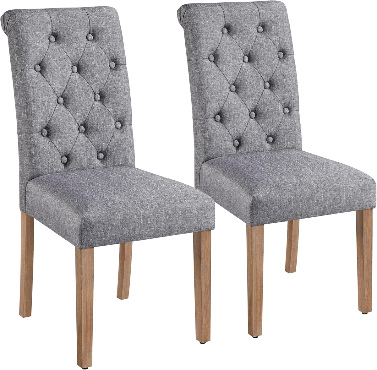 Yaheetech Esszimmerstühle, 2er-Set – Dunkelgrau – 45,5 x 62 x 98,5 cm – Hohe Rückenlehne, Holzbeine