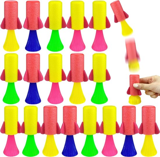 Partizzle 24x Jumping Rockets - Hüpfende Weltraumraketen - Geschenke zum Verschenken - Grabbelton Treat Gifts - Für Kinder & Kleinkinder - Schaumstoff