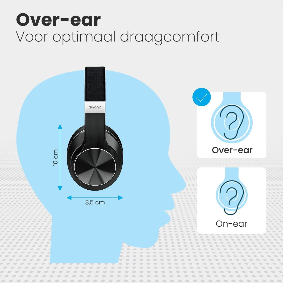 Auronic QuietSound Bluetooth-Kopfhörer kabellos - Over-Ear - aktive Geräuschunterdrückung - Mikrofon - inkl. Tragetasche - Schwarz