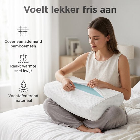 CozySense® Ergonomisches Kissen - Verstellbares Memory-Foam-Kissen - Memory-Foam-Schlafkissen - Seiten-, Rücken- und Bauchschläfer - 3-Schicht-System - Orthopädisch - Bambusbezug