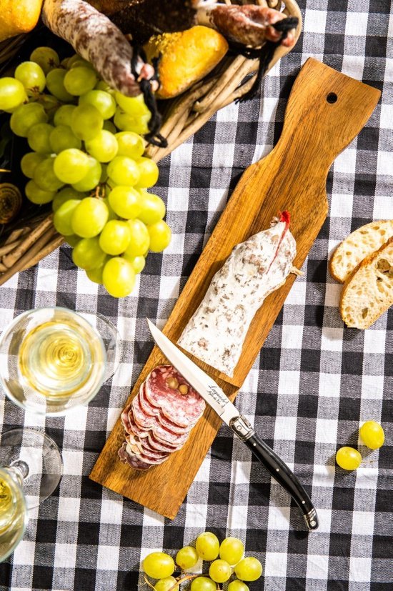 Laguiole Style de Vie Wurstbrett mit Steakmesser Premium Line - Akazienholz - Schwarz