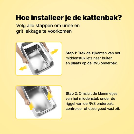 Jake und Jacky Edelstahl Katzentoilette - Katzentoilette Edelstahl - Offene Katzentoilette - Inkl. Katzentoilettenschaufel mit Halterung und Streusammelstufe - 60x40x30cm