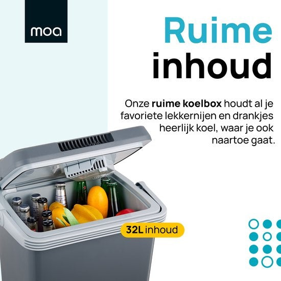 MOA - Elektrische Kühlbx - Mit Wärmehaltungsfunktion- 12V und 230V - 32Liter - Grau