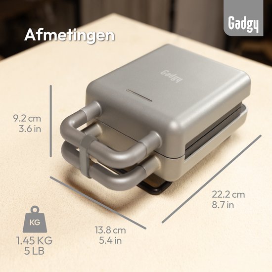Gadgy Premium Waffeleisen – Silber – 3-in-1-Grill, Sandwich- und Waffelmaker – Austauschbare Platten – 600 W – Besonders leistungsstark – Brüsseler Waffel