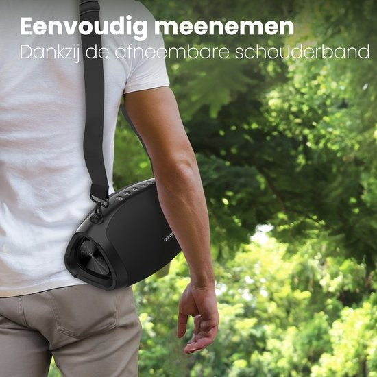 Auronic Boombox - Extra Bass - Bluetooth-Lautsprecher - Kabellos - USB-, AUX- und SD-Kartenanschluss - Schwarz