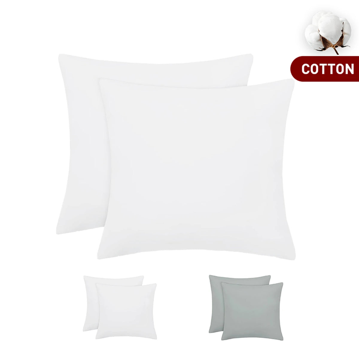 XLLX Basics Kissenbezüge 65 x 65 cm – 2er-Set – 100 % Baumwolle – Weiß
