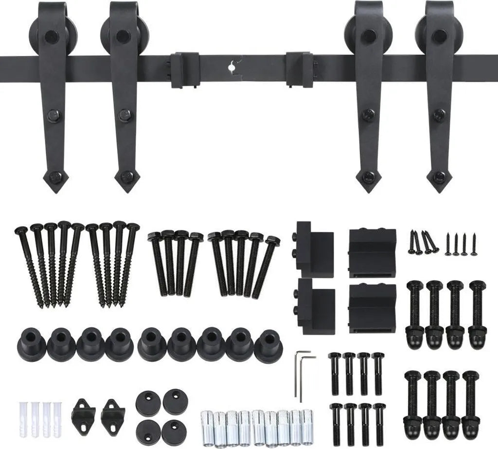 Yaheetech Schiebetürsystem 366 cm mit Montageset, Schwarz