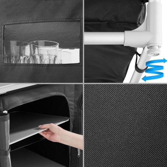 tectake - Campingküche Abm. 97 x 47,5 x 78cm schwarz - 403348