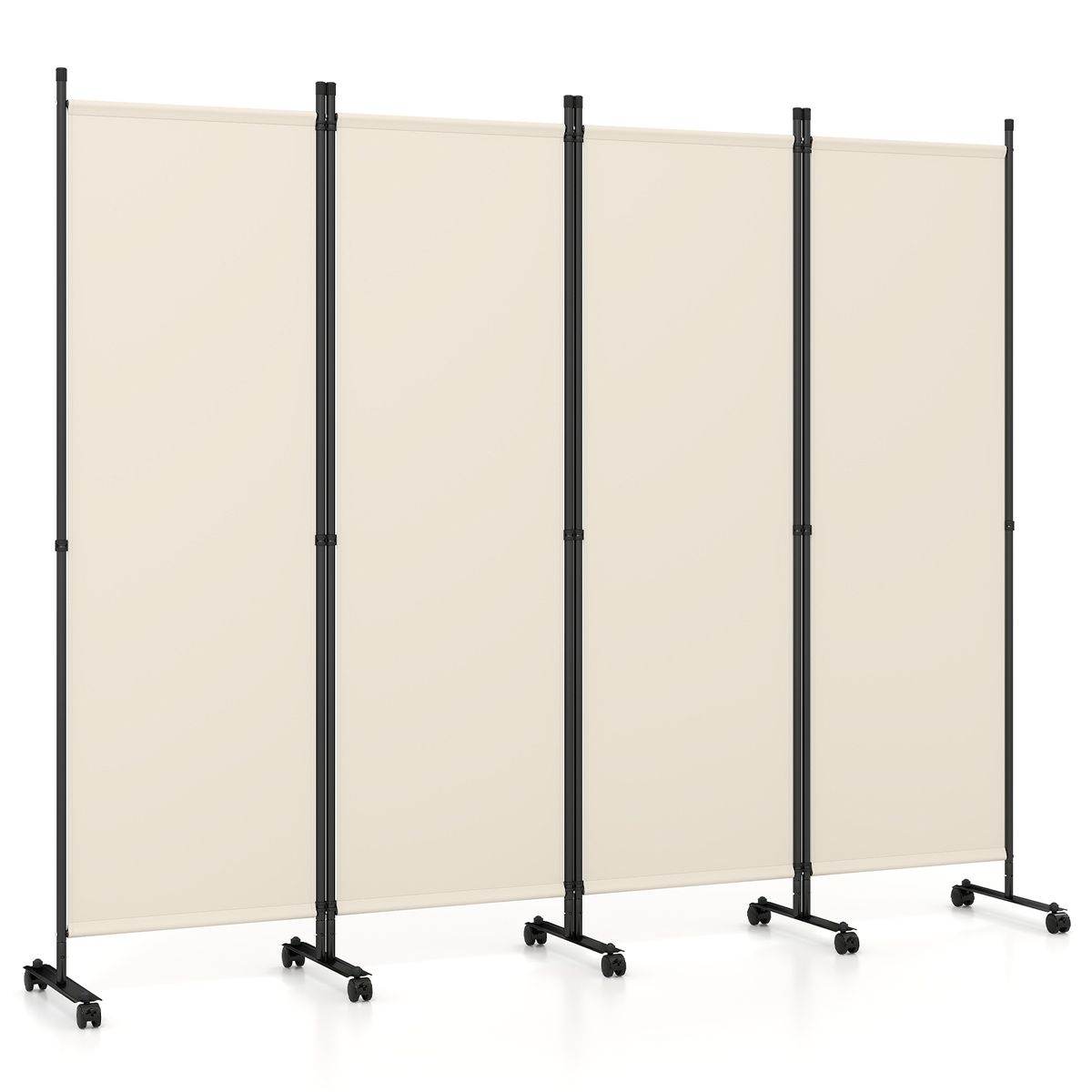 Coast 4-teiliger Raumteiler auf Rollen – zusammenklappbar – Sichtschutz – beige – 1 Stück