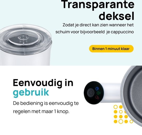 MOA Milchaufschäumer - BPA-frei - zum Aufschäumen und Erhitzen - Weiß - MF1W