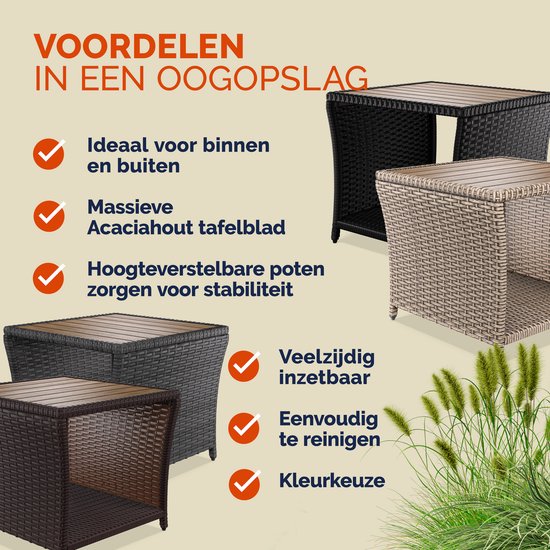 Casaria Beistelltisch - Polyrattan Quadratisch 45x45x40cm - Grau