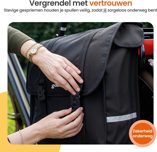 Goliving Fahrradtasche 45 Liter - Doppelte Fahrradtaschen - Wasserdicht - Mit Reflektoren - Elektrofahrräder - Schwarz