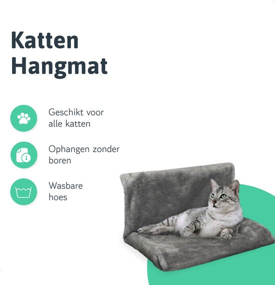 LBB Katzenhängematte für Heizkörper - Korb und Bett - Katze - Heizkörperhängematte - Grau
