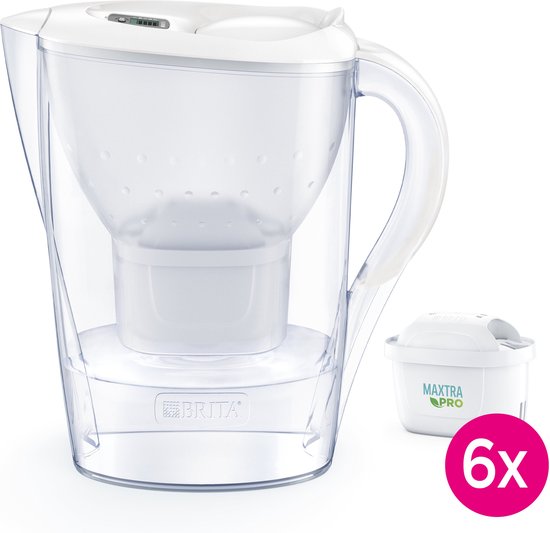 BRITA Wasserfilterkanne Marella Cool – 2,4 l, weiß – inkl. 3 MAXTRA PRO Pure Performance Wasserfilterkartuschen – Vorteilspackung