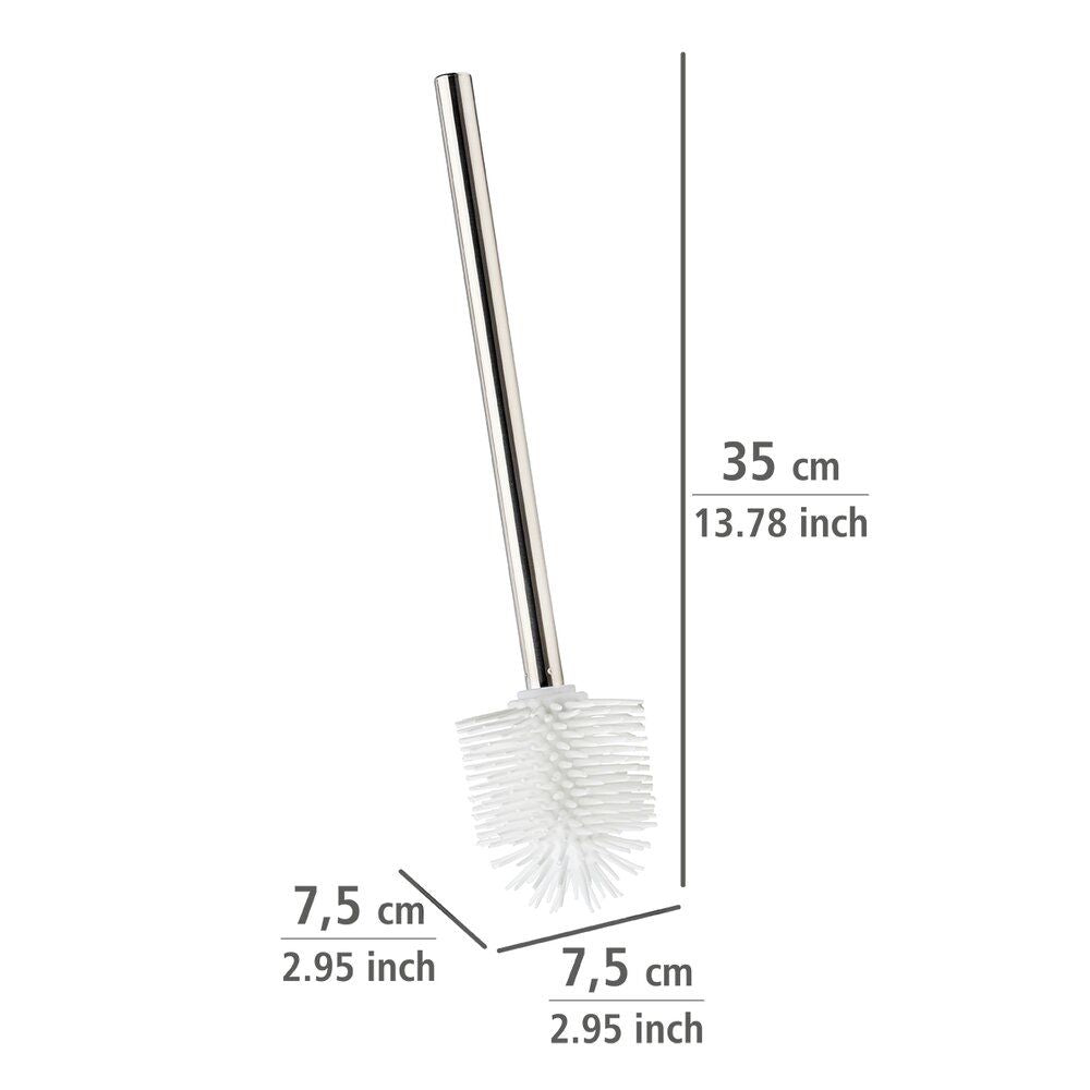 Wenko WC-Bürste aus Silikon, weiß – Austauschbarer Bürstenkopf, Ø 7,5 cm – Griff aus Edelstahl