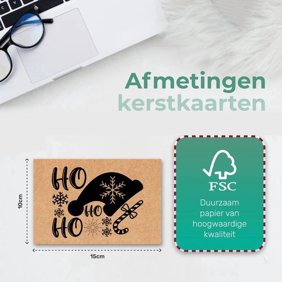 Giftmas Christmas Collection - Grußkarten & Weihnachtskarten Set - 36 Grußkarten mit 12 Motiven - Inklusive Umschläge und Aufkleber - Kraftpapier Karten Set für die Feiertage - 20x15cm
