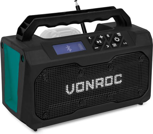 VONROC Akku-Bauradio 20V - FM, bluetooth & USB - Bass-Reflex-Port-Lautsprecher - Ohne Akku und Schnellladegerät