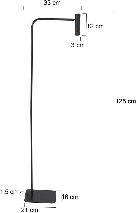 Stehlampe Steinhauer Volari 4710ZW – Lampe aus schwarzem Kunststoff und Metall, 120 cm hoch, mit „Dimm-to-Warm“-LED und dreh- und neigbarem Lampenkopf, für den Innenbereich
