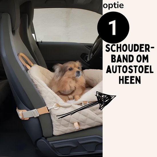 By Cee Cee Carry Bag Dog - Luxus Reisetasche Autositz Hund und Hundekorb in 1 - Schwarz mit Cognac - Hundetasche geeignet für kleine Hunde