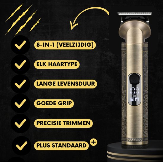 8-in-1 Bartschneider Herren + Reisetasche - Trimmer für Bart und Körper - Inkl. 8 Aufsätze - Body Groomer Herren - Body Trimmer Herren - Haartrimmer - Clippers - 0.5-15MM - Nase und Ohren - Trimmer - Bartmaschine - Multigroomer