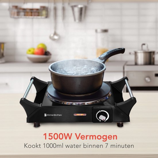 KitchenBrothers Elektrokochfeld - 1 Brenner - 1500W - Schwarz