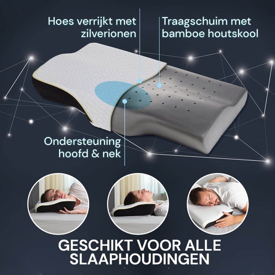 Vitapur Kissen - Anti Schnarch - Kopfkissen Nackenschmerzen - Anti-Schnarch-Kissen - Nackenschmerzen - Schnarchen - Kopfkissen 40x60 cm
