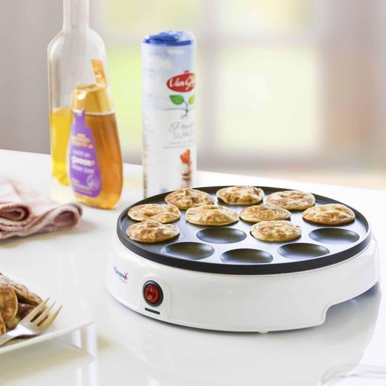Bestron Poffertjes-Pfanne – APFM700W – 800 W – Poffertjes-Gerät – elektrisch – weiß – 5 Jahre Garantie