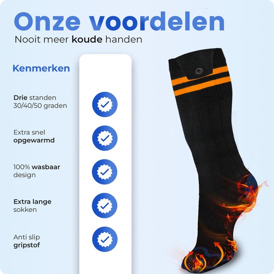 Qualitá Beheizte Socken - Elektrische Socken - Skisocken - Elektrisch beheizte Socken - Wärme Socken - Größe L - 41-46
