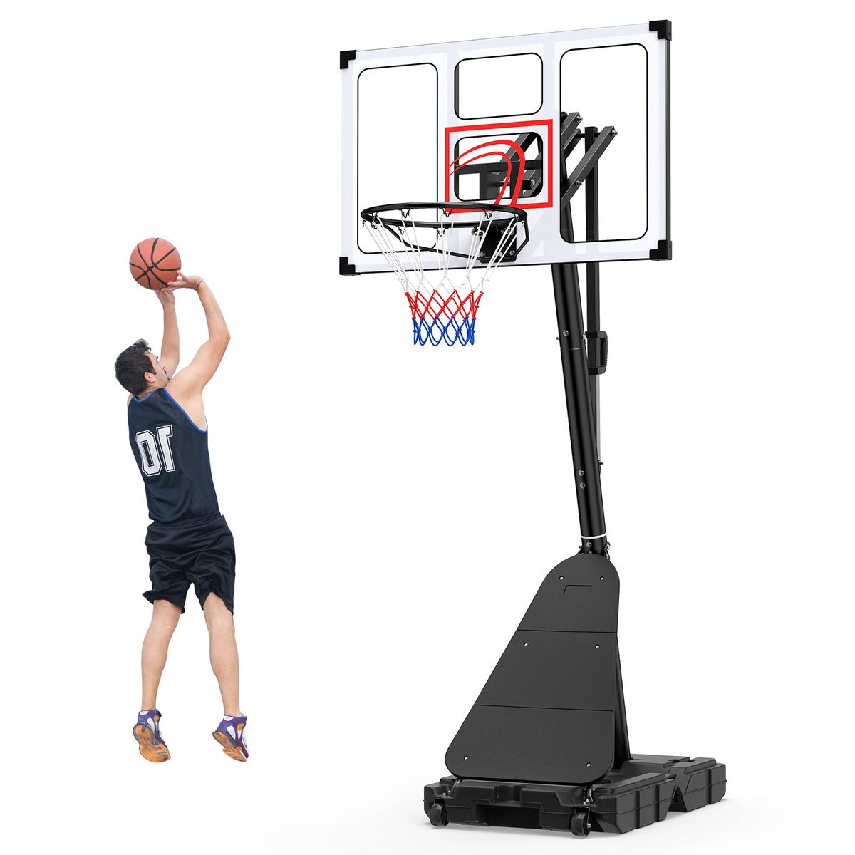 Coast Basketballkorb mit Rollen – höhenverstellbar – für Kinder und Erwachsene geeignet – schwarz