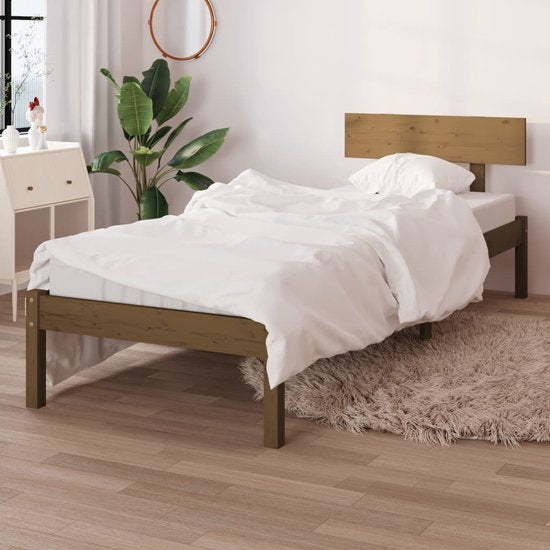 vidaXL - Bettrahmen - massiv - Kiefernholz - honigbraun - 90x200 - cm