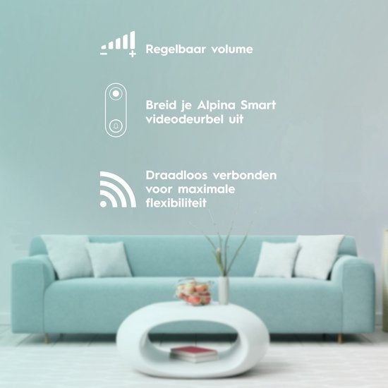 alpina Gong - Glockenspiel - für Video-Türklingel 26468 von alpina smart home - kabellos - 60 Meter Reichweite - einstellbare Lautstärke - 4 Töne