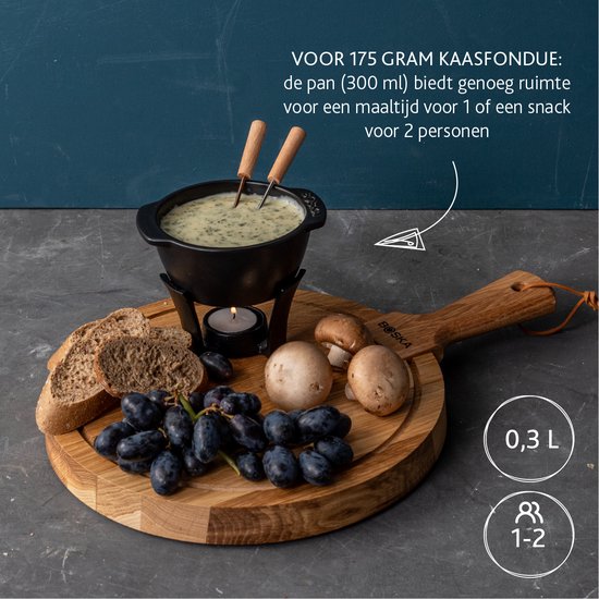 Boska Fondueset Party Mini - Fonduepfanne - Für Käsefondue & Sauce - Schwarz - 300 ml